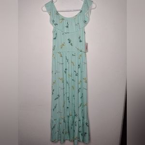 NWT Stitch Fix Bailey Lane Girl's Aqua Floral/Long Dress Size L(12-14)